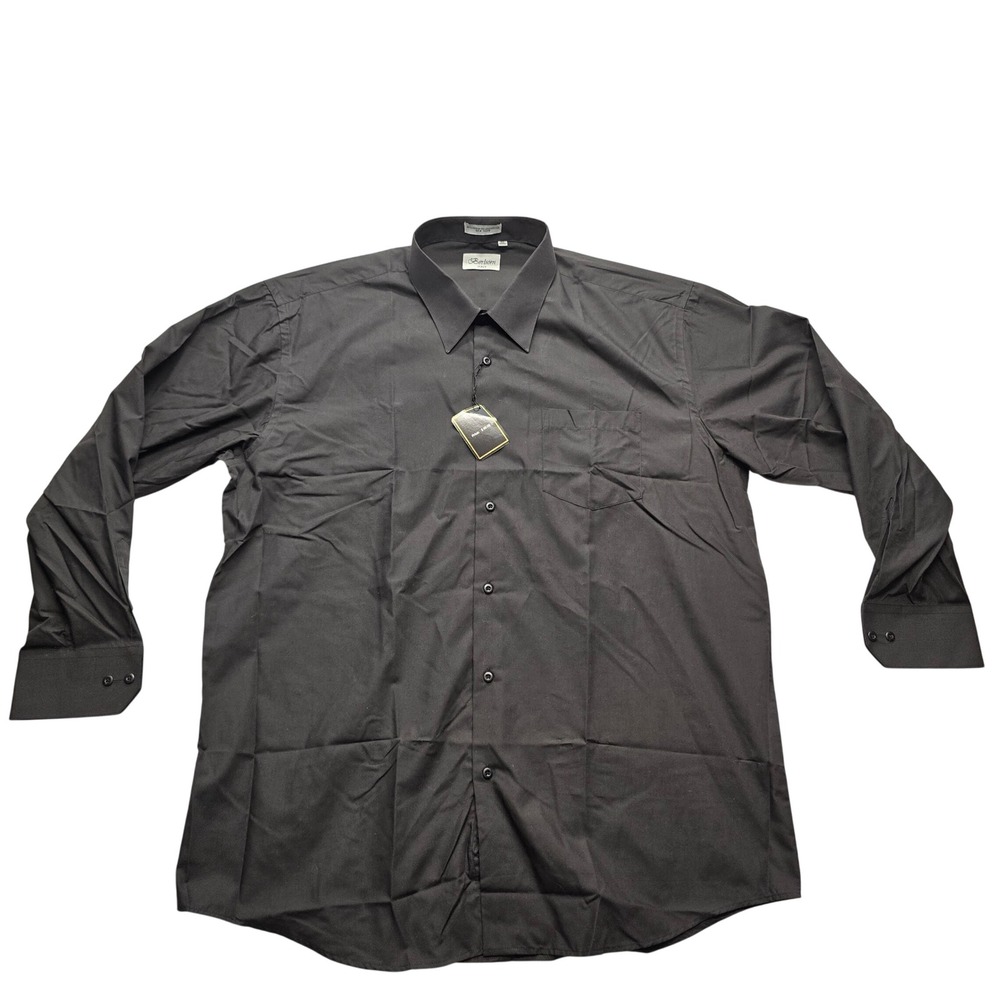 Berlioni Italy Dress‎ Shirt Black Button Up Classic Mens 2XL